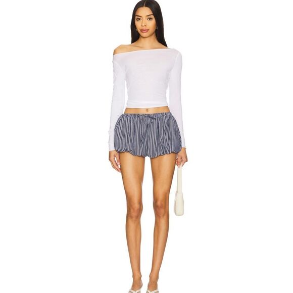 Lovers + Friends Taylen Short in Navy Blue Stripe - Picture 1 of 5